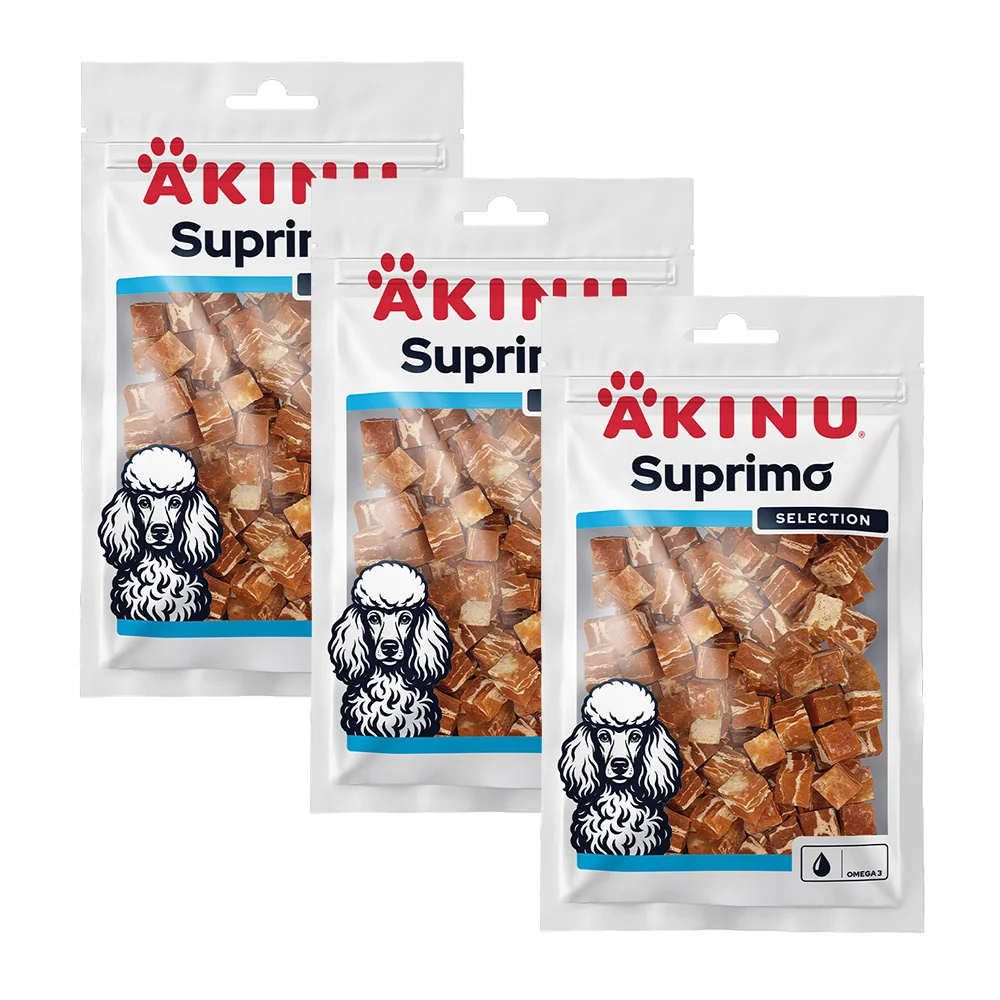 Akinu SUPRIMO SELECTION Lososové kocky pre psov mramorované 75 g MTP 3 ks