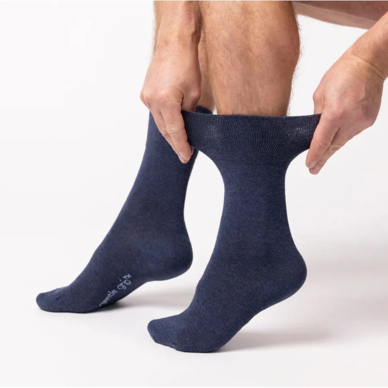 IOMI Gentle Grip pánske diabetik ponožky 3 páry MODRÉ lem bez gumičiek