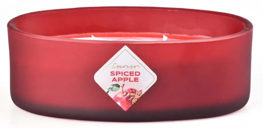 Emocio Sklo barevné 144x102x50 mm ovál 2 knoty Spiced Apple vonná svíčka