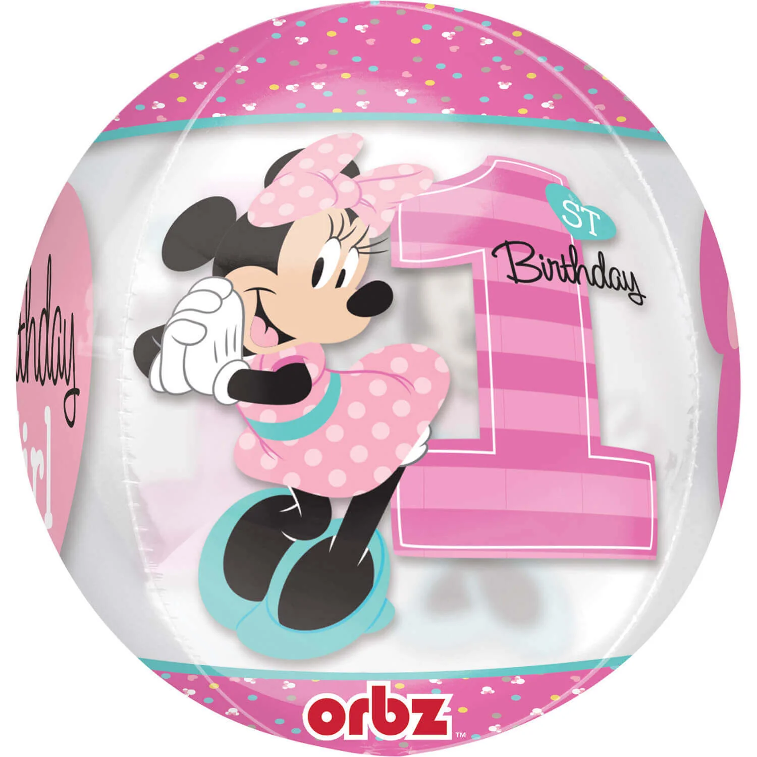 Fóliový balón orbz Minnie 1.narodeniny 40cm
