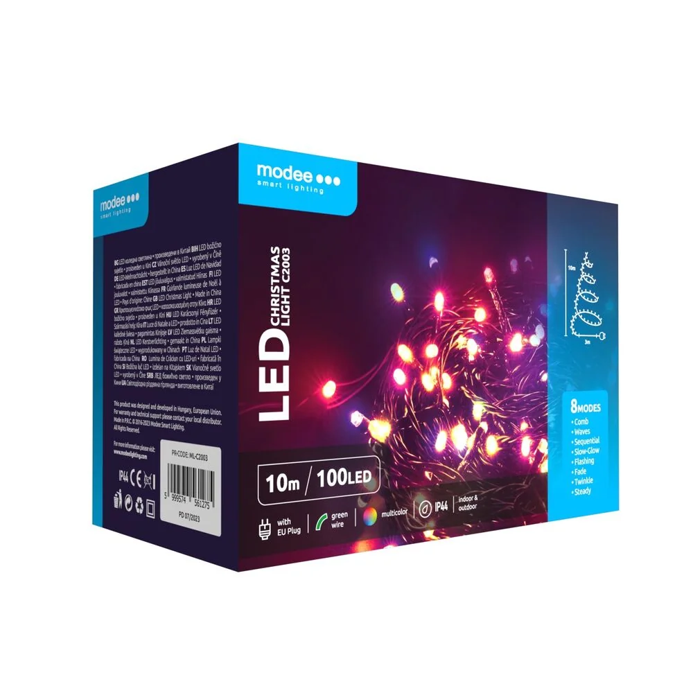 Modee Lighting LED vianočná reťaz 100 LED 10m multicolor