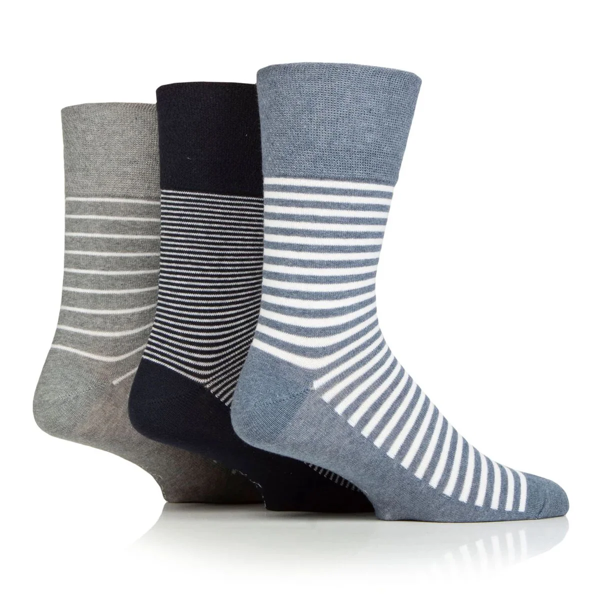 Pánske 3 páry módne ponožky Gentle Grip HOLIDAY STRIPE voľný lem Veľkosť ponožiek 39-45