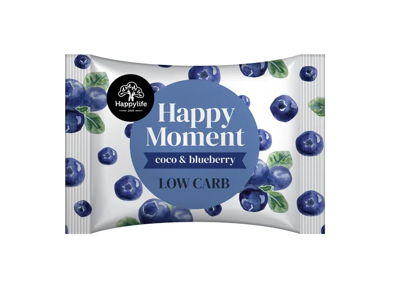 HAPPY MOMENT Low-Carb - kokosové koliesko s čučoriedkami - so zníženým obsahom cukru 38 g