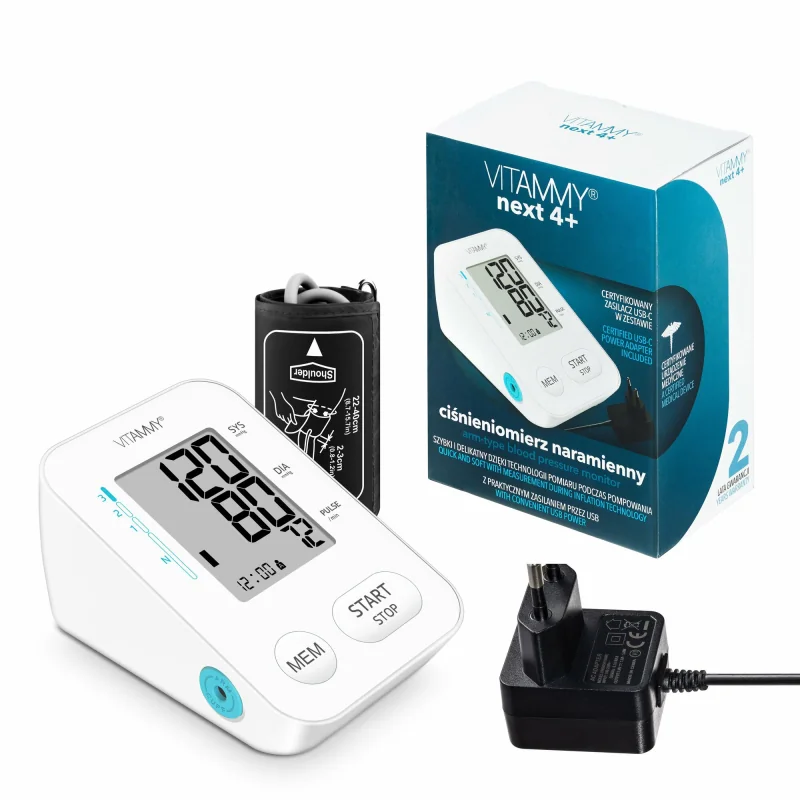VITAMMY Next 4+ ramenný tlakomer s meraním pri nafukovaní, s AC adaptérom
