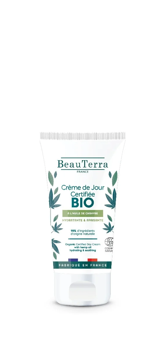 Organický denný krém - Aloe Vera a konope - 50ml 1×50 ml, hydratačný krém na citlivú pleť a vlasy