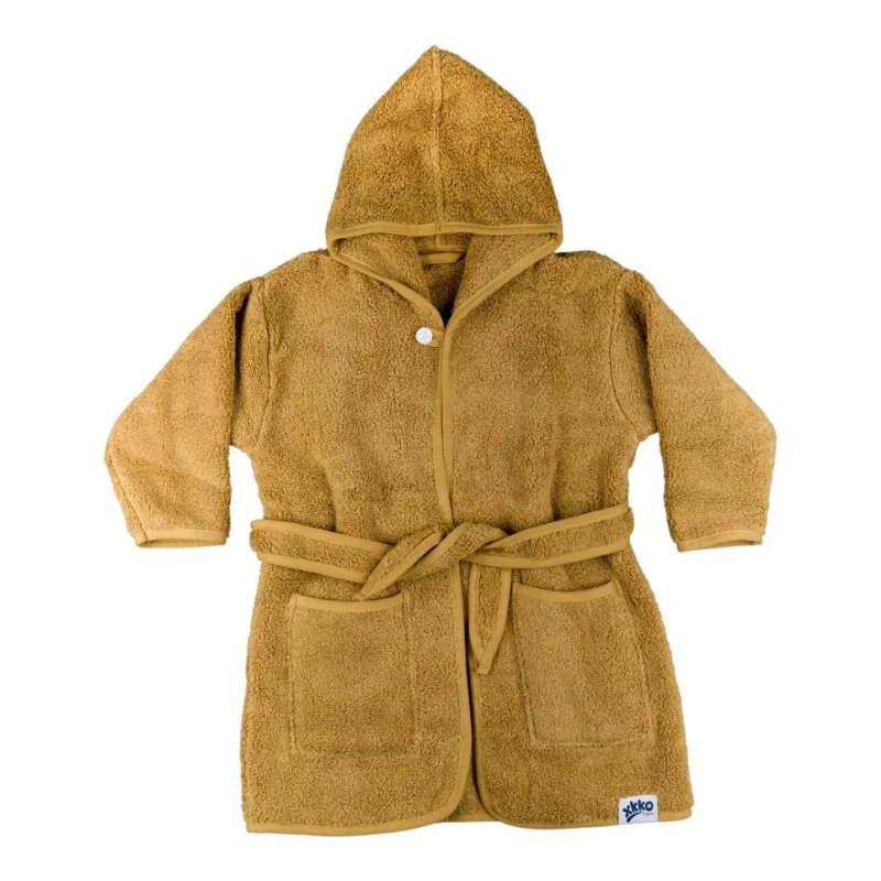 XKKO Organic BIO Bavlnený župan - Honey Mustard 6-12m