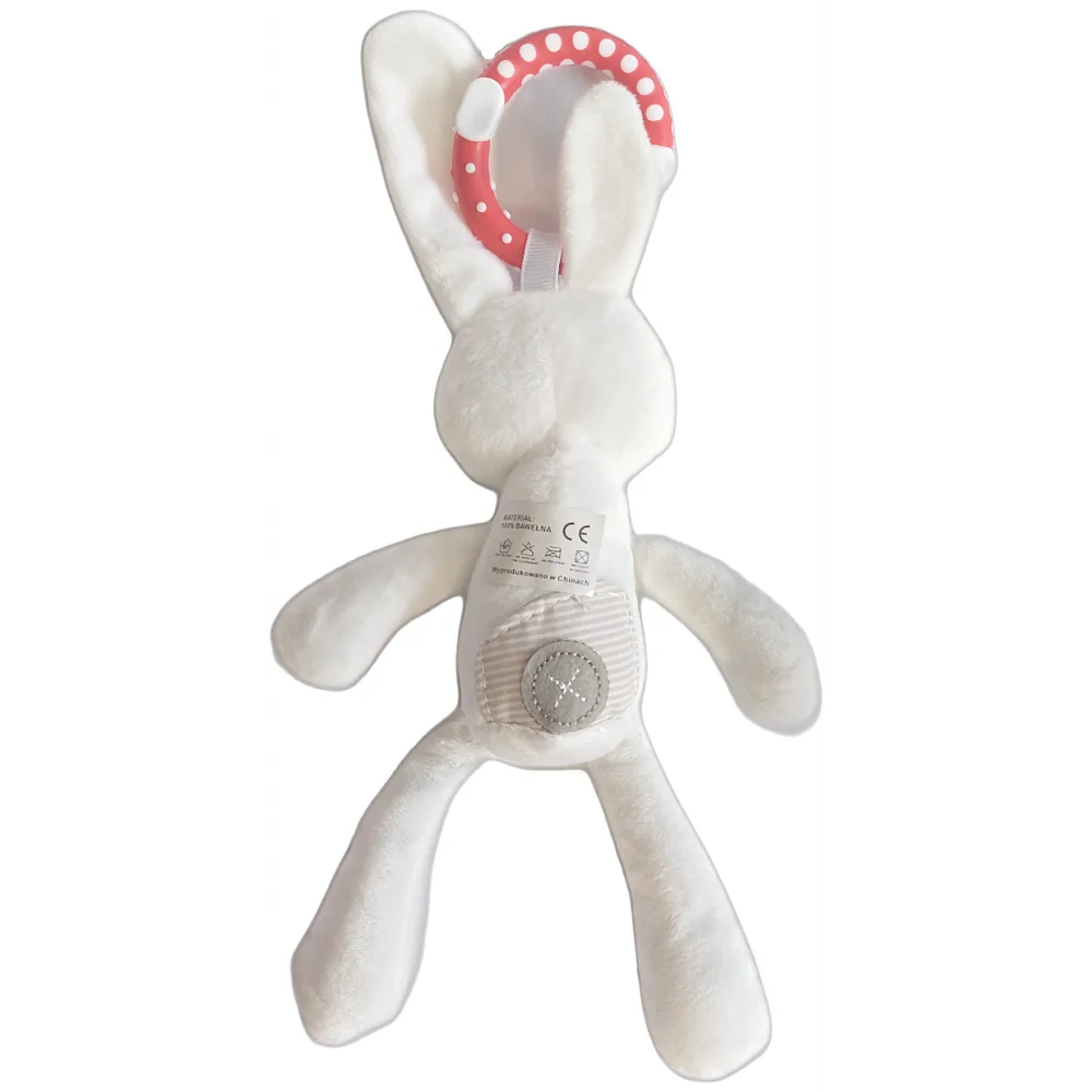 Kojenecký plyšový zajačik s hrkálkou 28 cm-KIK
