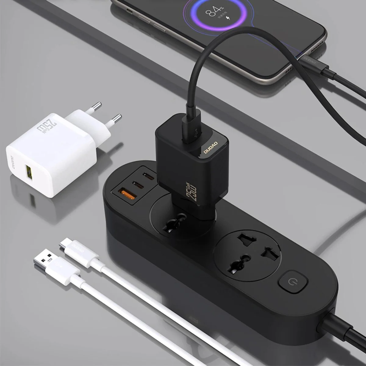 Dudao A27S GaN sieťová nabíjačka USB 25W, čierna