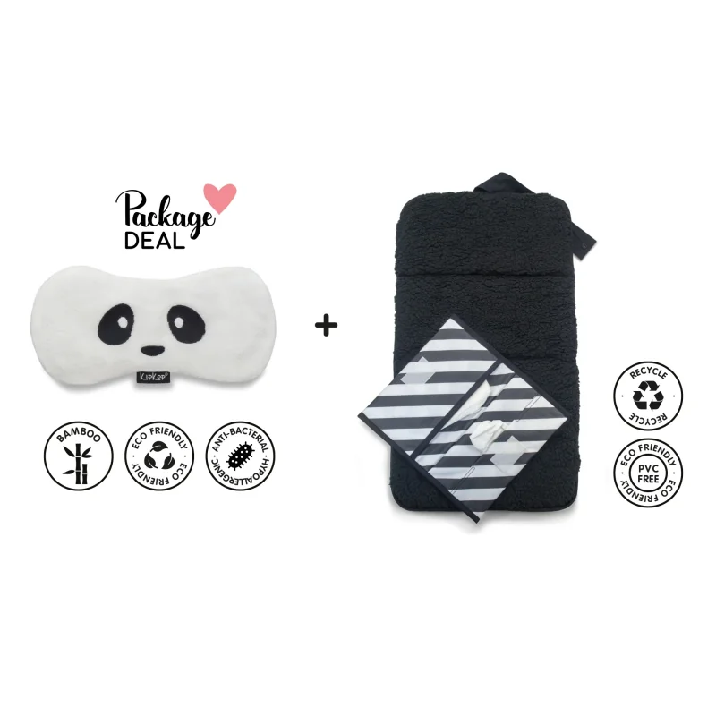KipKep zvýhodnený balíček - WOLLER Panda White + NAPPER COMBI-SET Black Stripes
