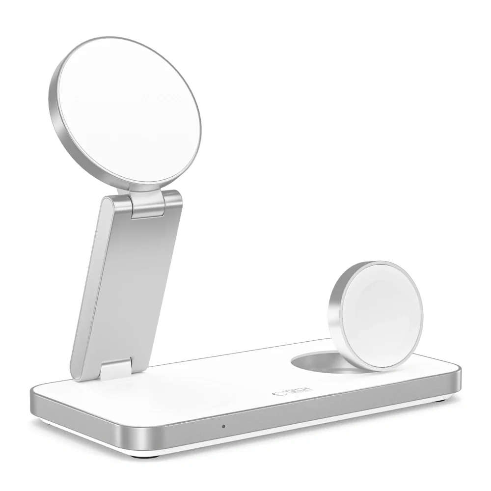 Tech-Protect A47 MagSafe bezdrôtová nabíjačka na mobil / AirPods / Apple Watch 15W, biela le Watch 15W, biela