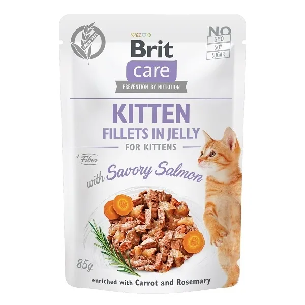 Brit Kapsička Care Cat Kitten Fillets In Jelly With Savory Salmon 85g