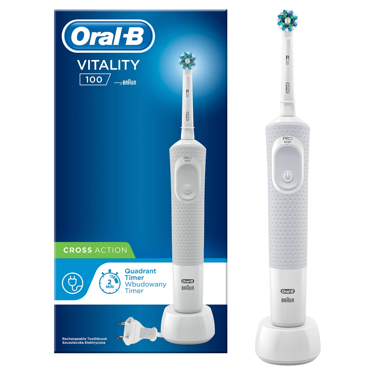 Oral B Elektrická zubná kefka Vitality White Cross action 1×1 set, zubná kefka