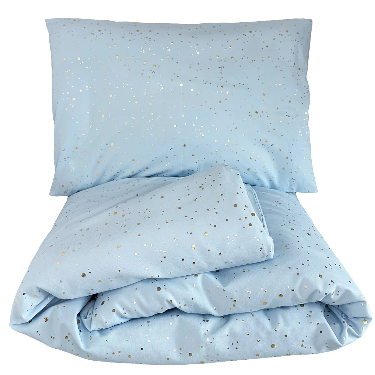 Bavlnené obliečky Luisine svetlomodré so zlatou potlačou súprava 100 x 135 cm