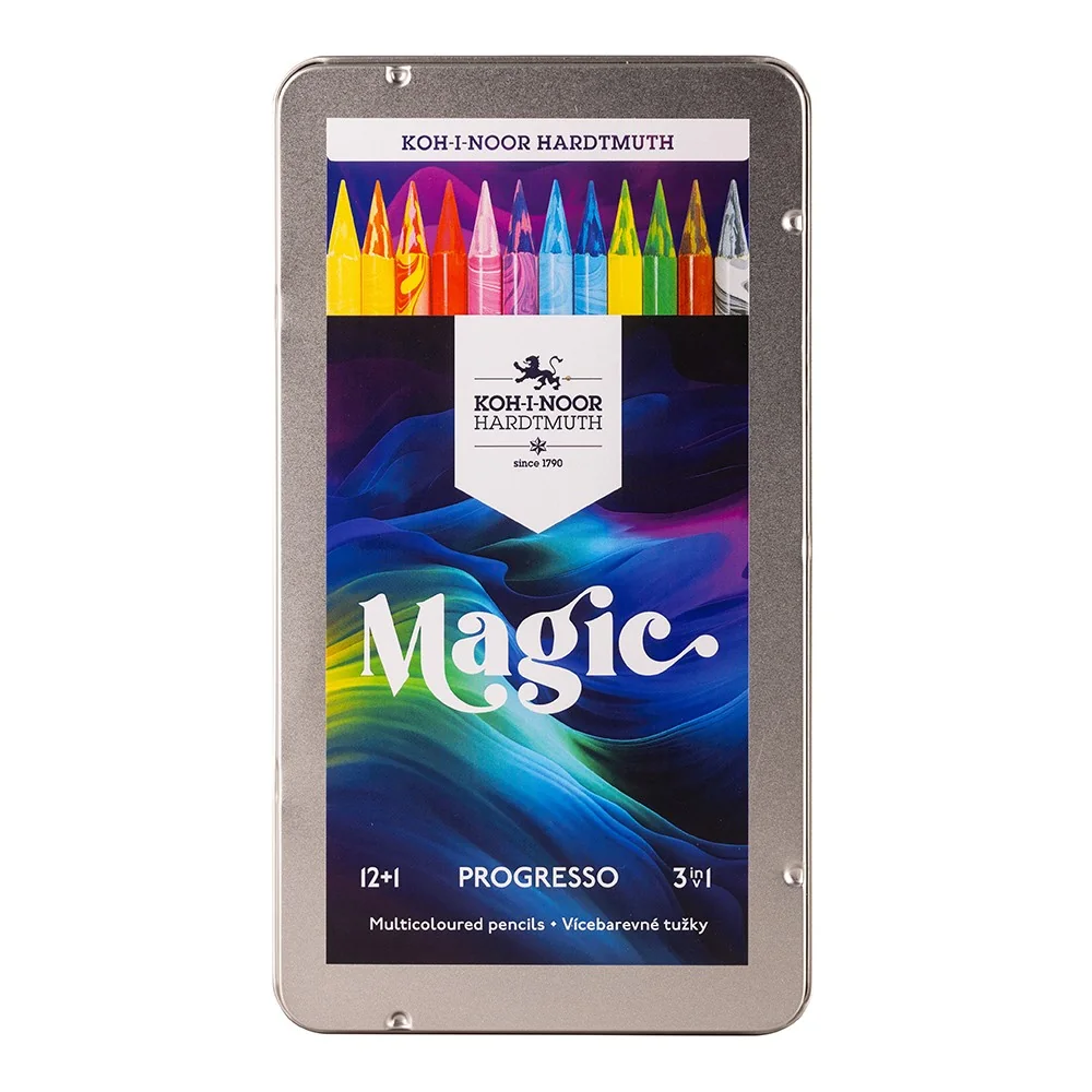 Progresso Magic 8772/12 bezdrevné pastelky v laku 12 ks v plechu