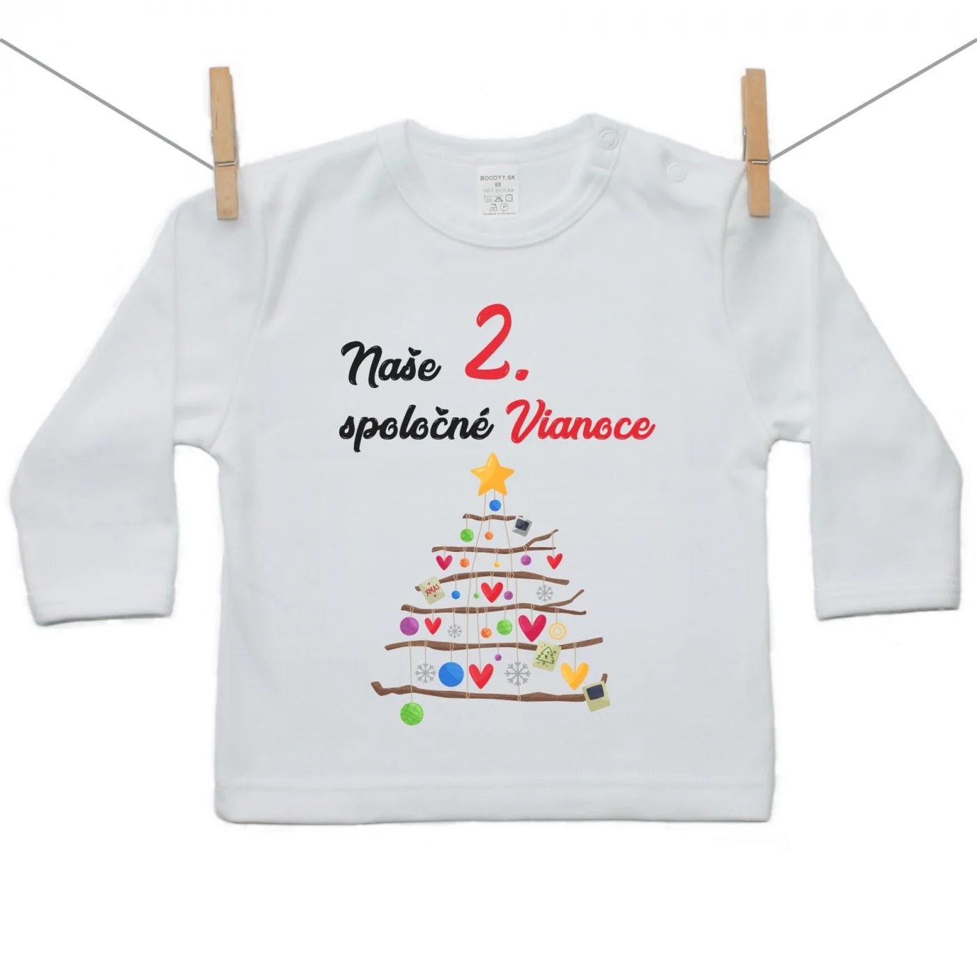 Boodyy Tričko s dlhým rukávom Naše 2. spoločné Vianoce Veľkosť: 122
