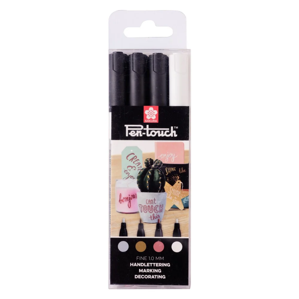 Sakura Pen-Touch Fine Set 4 Gold Silver Copper White-Sakura