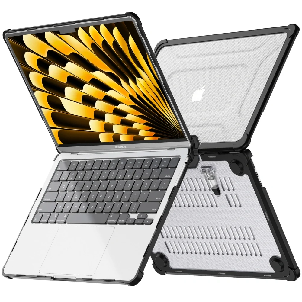 Tech-Protect Smartshell Pro kryt na MacBook Air 13 M2 - M5 / 2023-2026, čierny/priesvitný , čierny/priesvitný