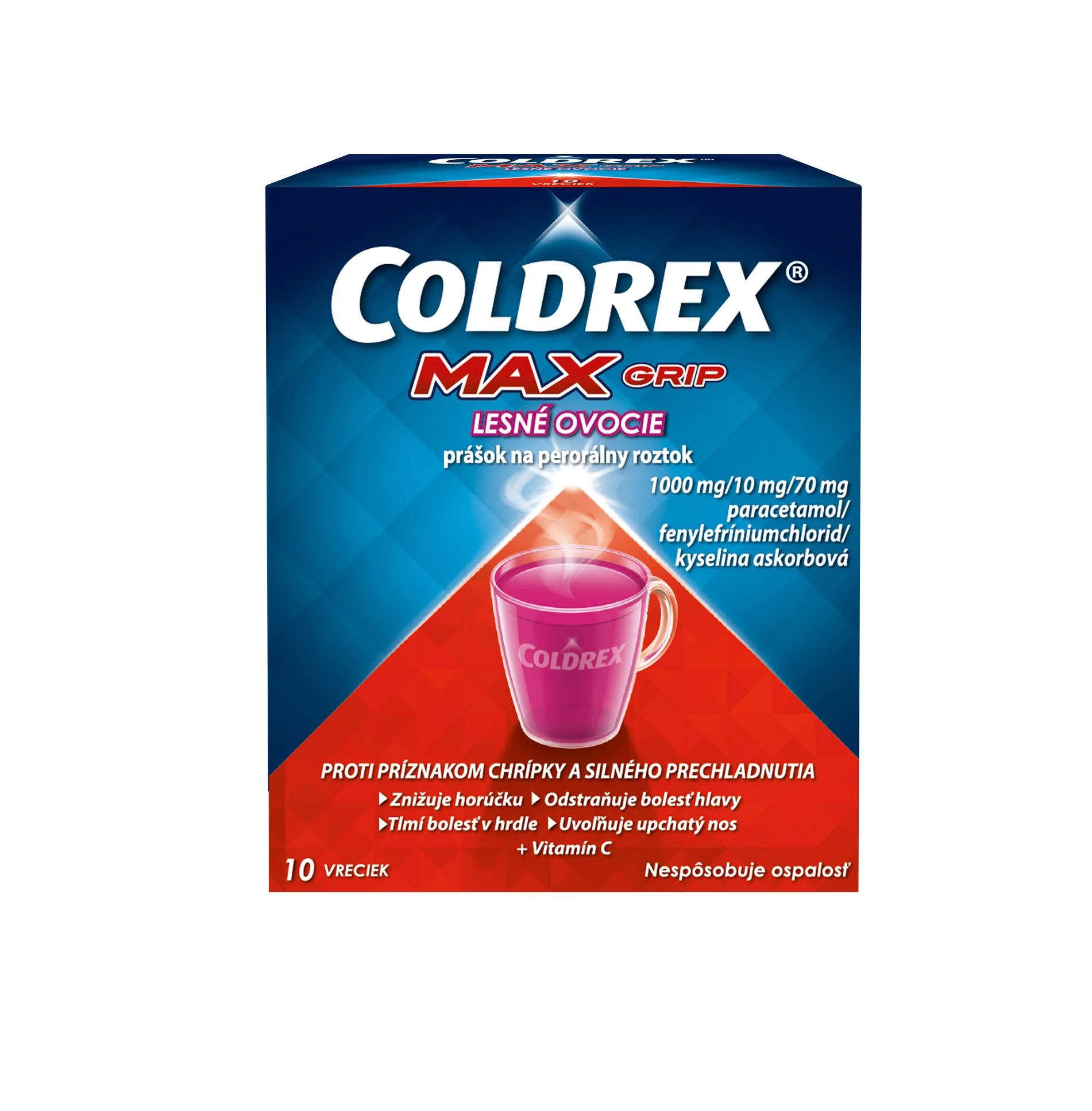COLDREX MaxGrip Lesné ovocie 10ks 1x10 ks, liek vo forme prášku