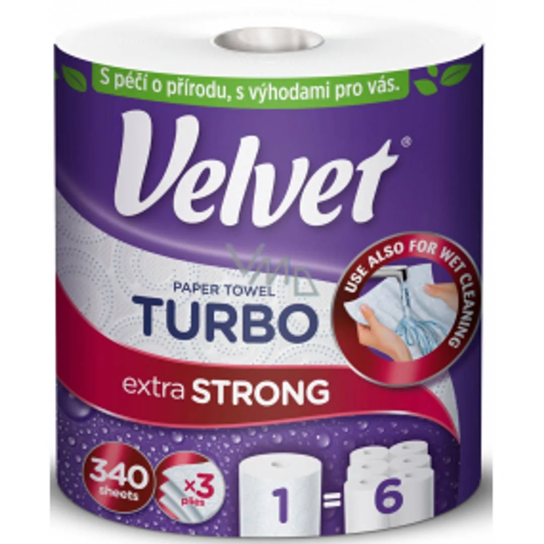 VELVET Turbo kuchynské utierky 3-vrstvové 340 útržkov
