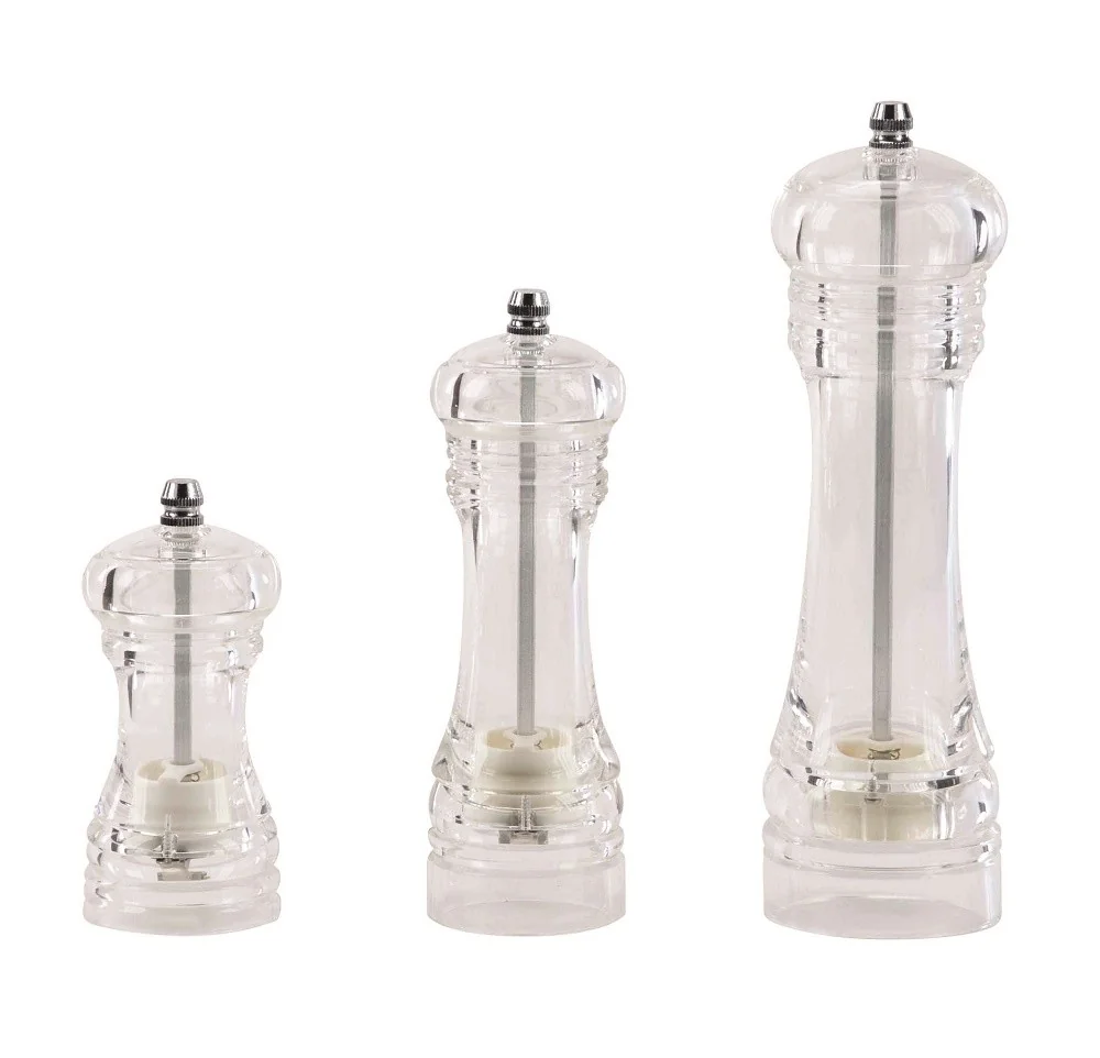 Mlynček na korenie/soľ 15cm transparentný