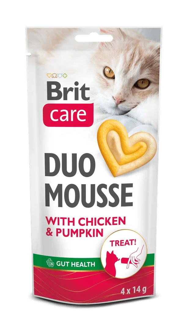 Brit Care Cat Creamy Duo Mousse s kuracím mäsom a tekvicou 4×14 g