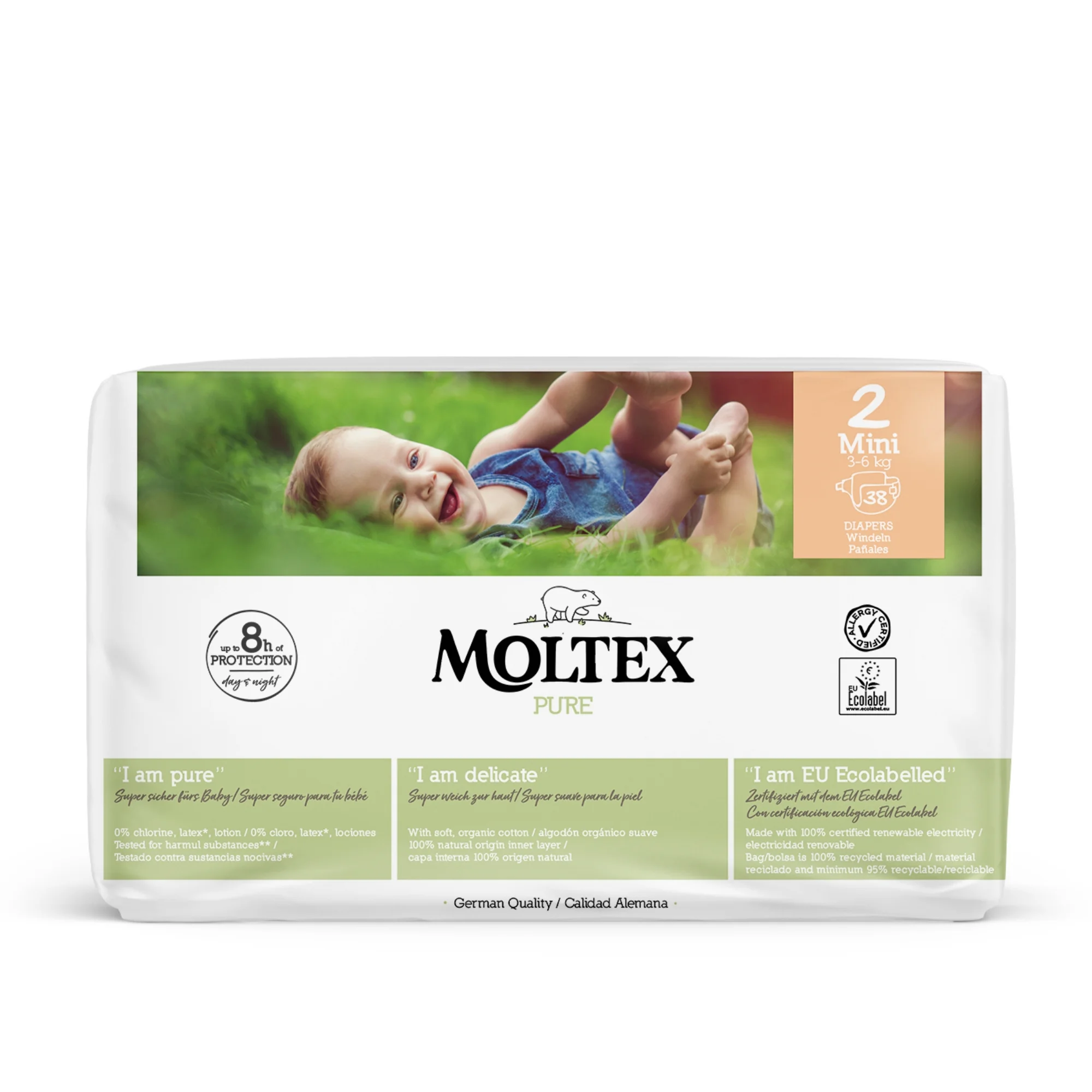 Plienky Moltex Pure Mini 3-6 kg 38 ks
