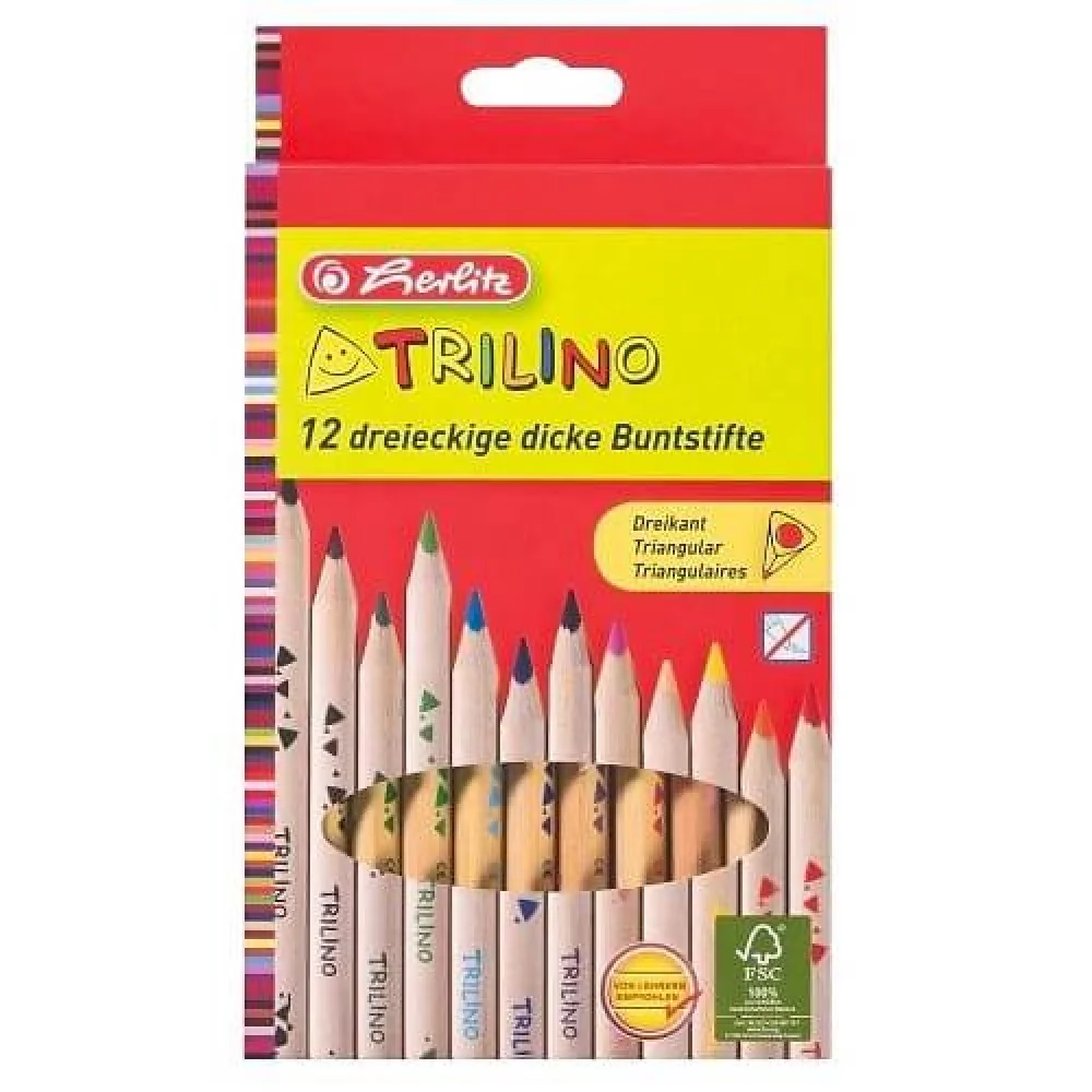 Farbičky Trilino MAXI trojhranné, drevené, nelámavé 12ks-CARIOCA