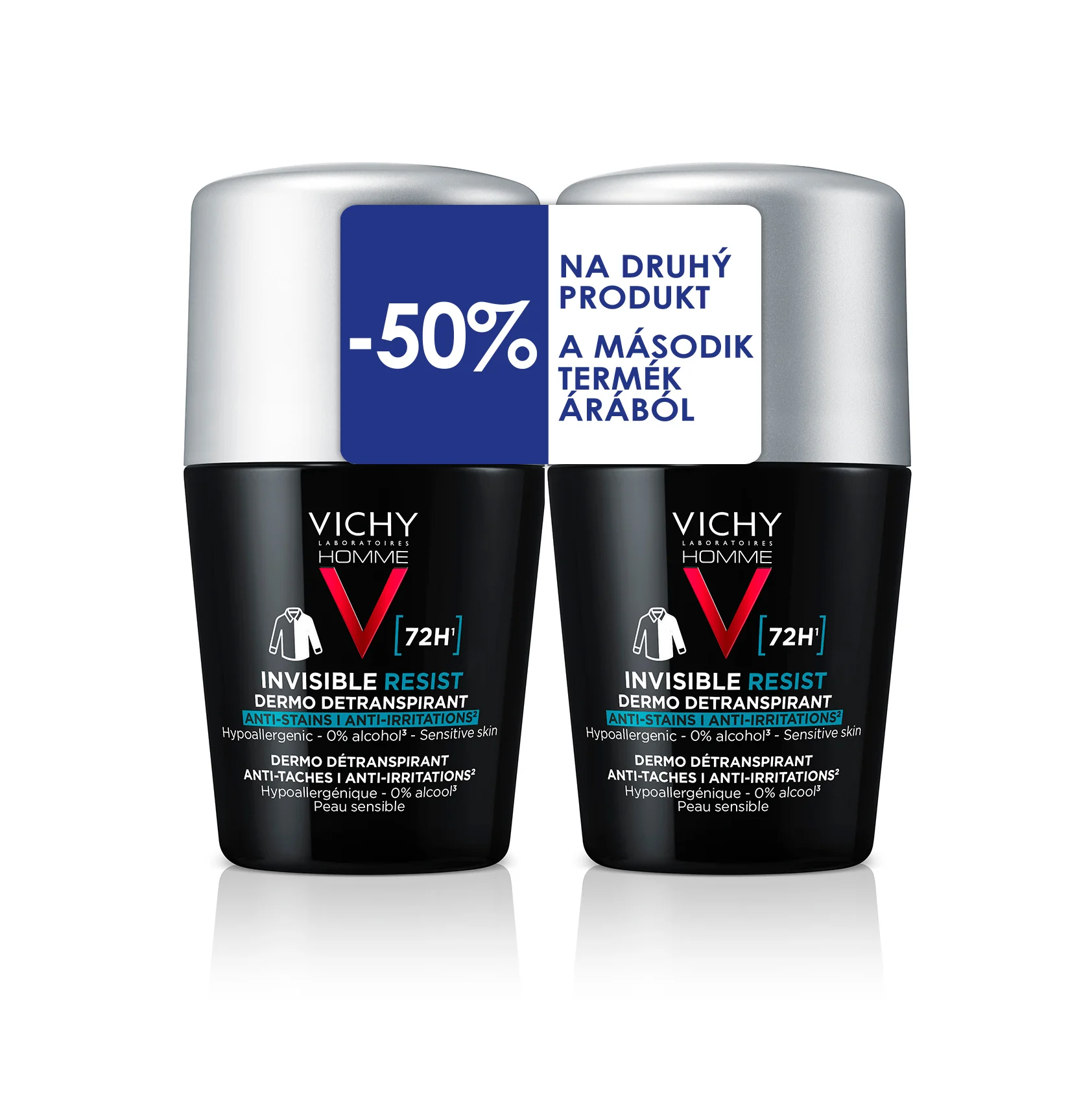 VICHY HOMME Invisible Resist 72H Antiperspirant 2×50 ml, antiperspirant