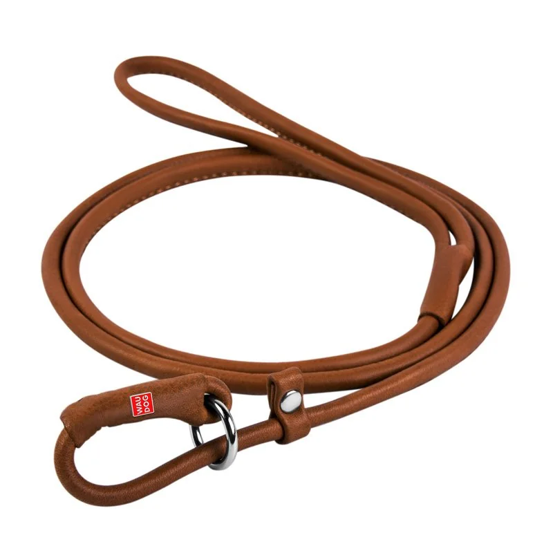 Okrúhle kožené škrtiace vodítko Soft hnedé 135cm, Šírka: 6 mm 