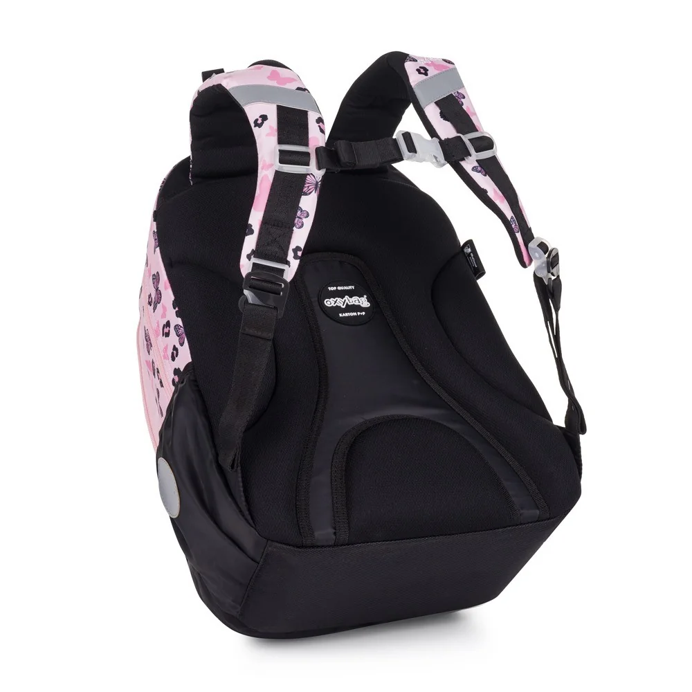 Školský batoh OXY NEXT Butterfly pink ružový, ergonomický