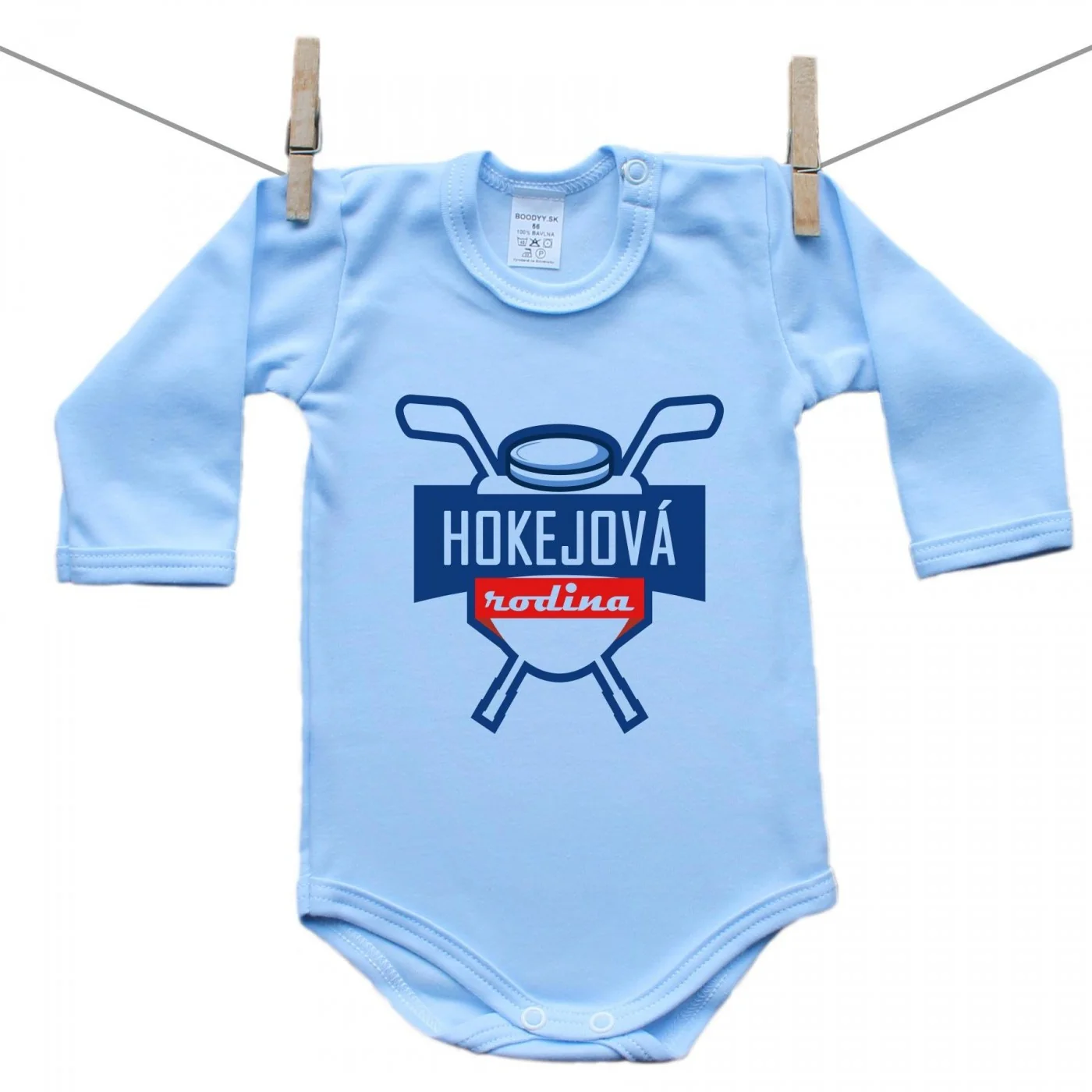 Boodyy Modré body s dlhým rukávom Hokejová rodina Veľkosť: 98