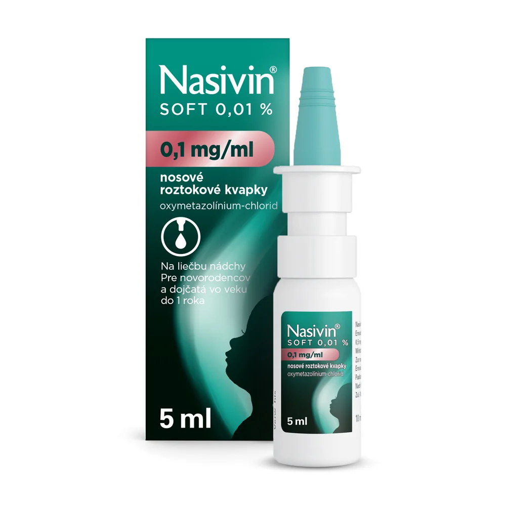 Nasivin® Soft 0,01 % 0,1 mg/ml 1×5 ml, nosové roztokové kvapky