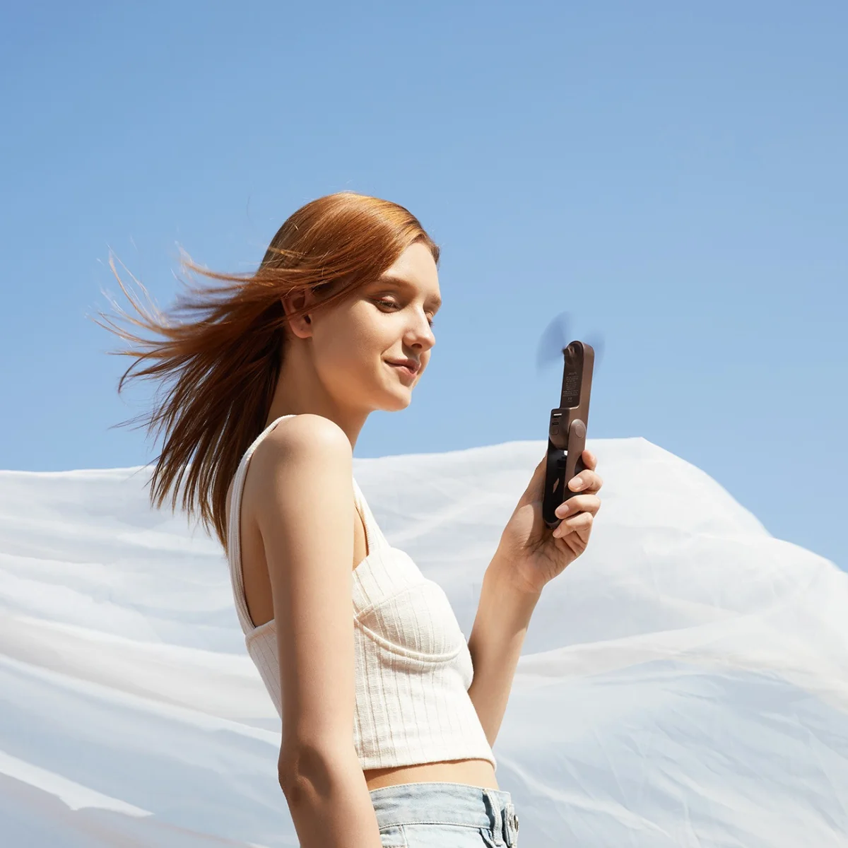 Jisulife Life8 Plus USB-C ručný ventilátor / Power Bank 4500mAh, hnedý