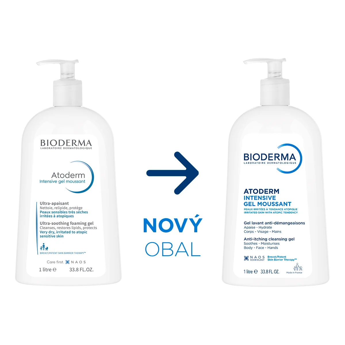 BIODERMA Atoderm Intensive gel moussant sprchový gél pre atopickú a suchú pokožku 1×1000 ml, upokojujúci sprchový gél v