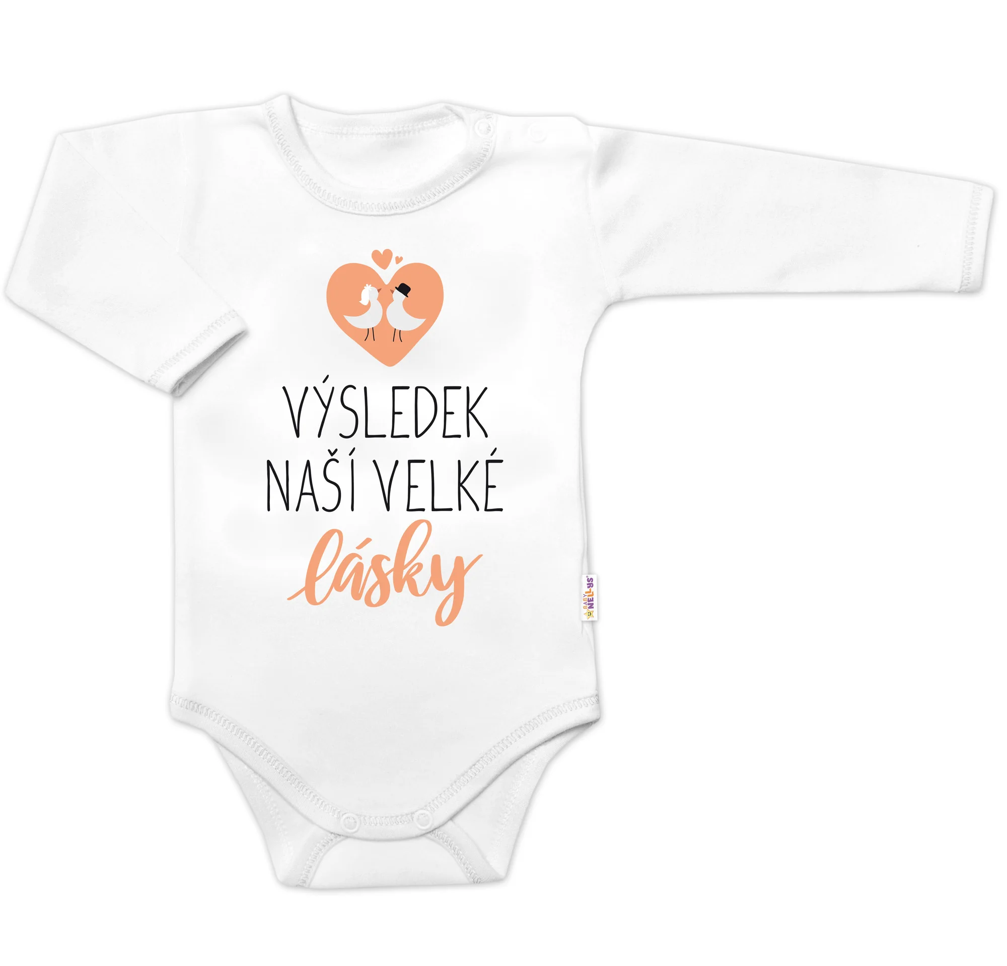 Body dlhý rukáv, Výsledek naší velké lásky, biele, veľ. 62