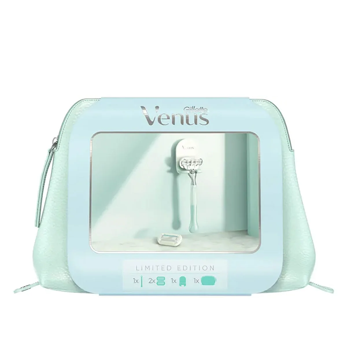GILLETTE darčeková kazeta Venus (Venus holiací strojček + náhradná čepeľ + držiak + kozmetická taška)