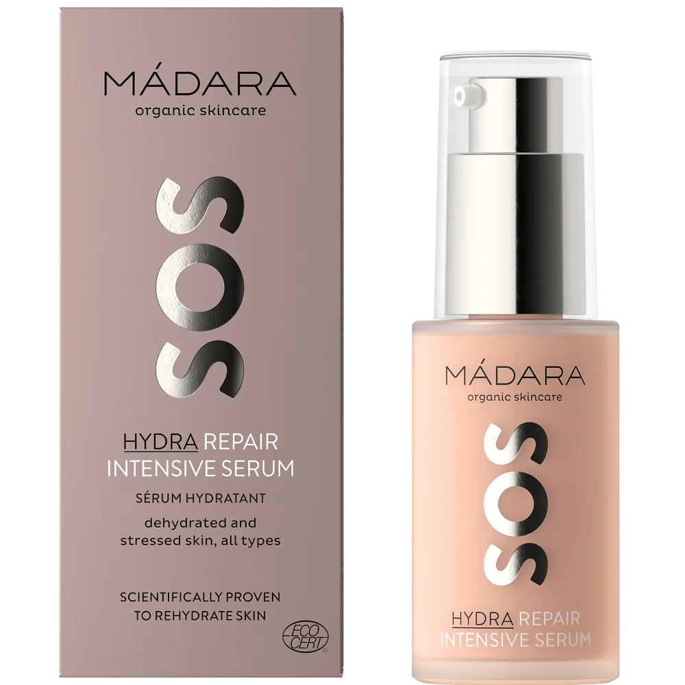 Mádara SOS Hydra, Obnovujúce Intenzívne Sérum 1×30 ml, certifikované sérum pre všetky typy pleti