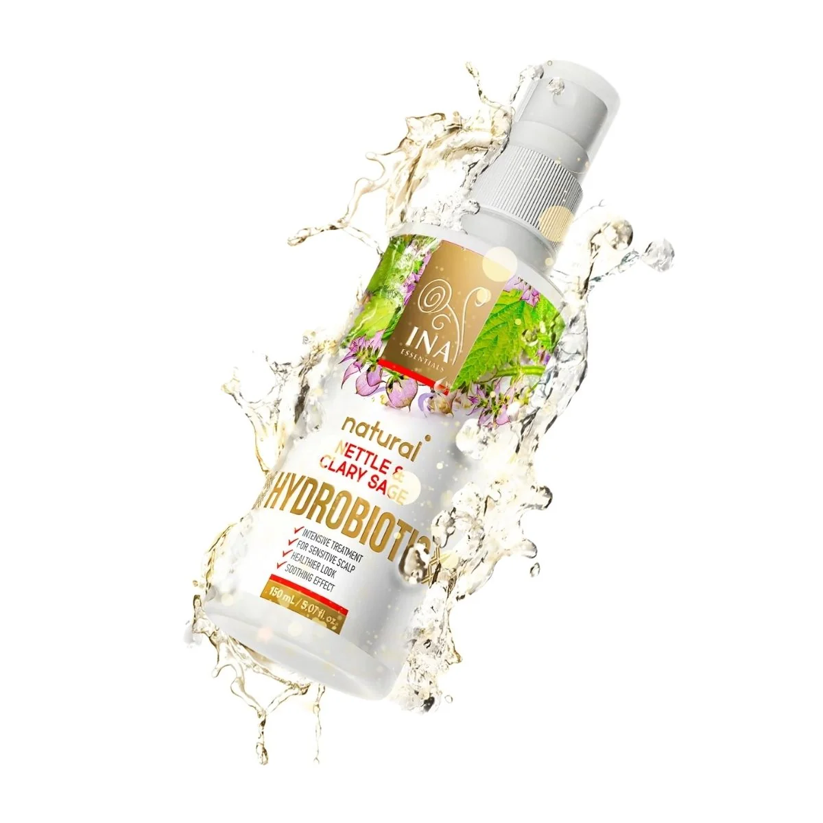 HYDROBIOTIC - žihľava & šalvia - intenzívna starostlivosť pre vypadávanie vlasov, lupiny a citlivú pokožku hlavy - 150 ml - INA Essentials