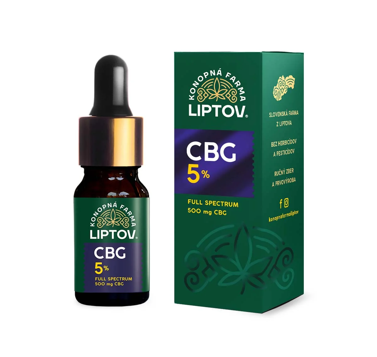 KONOPNA FARMA LIPTOV CBG OLEJ 5% 10ML 1×10 ml, CBD olej