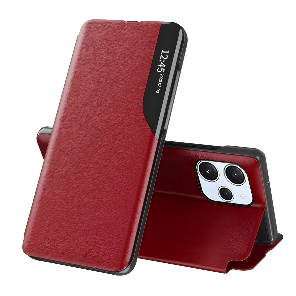 Elegantné knižkové puzdro pre Xiaomi Redmi 12 4G/Redmi 12 5G - Červená Zabudovaný stojan
