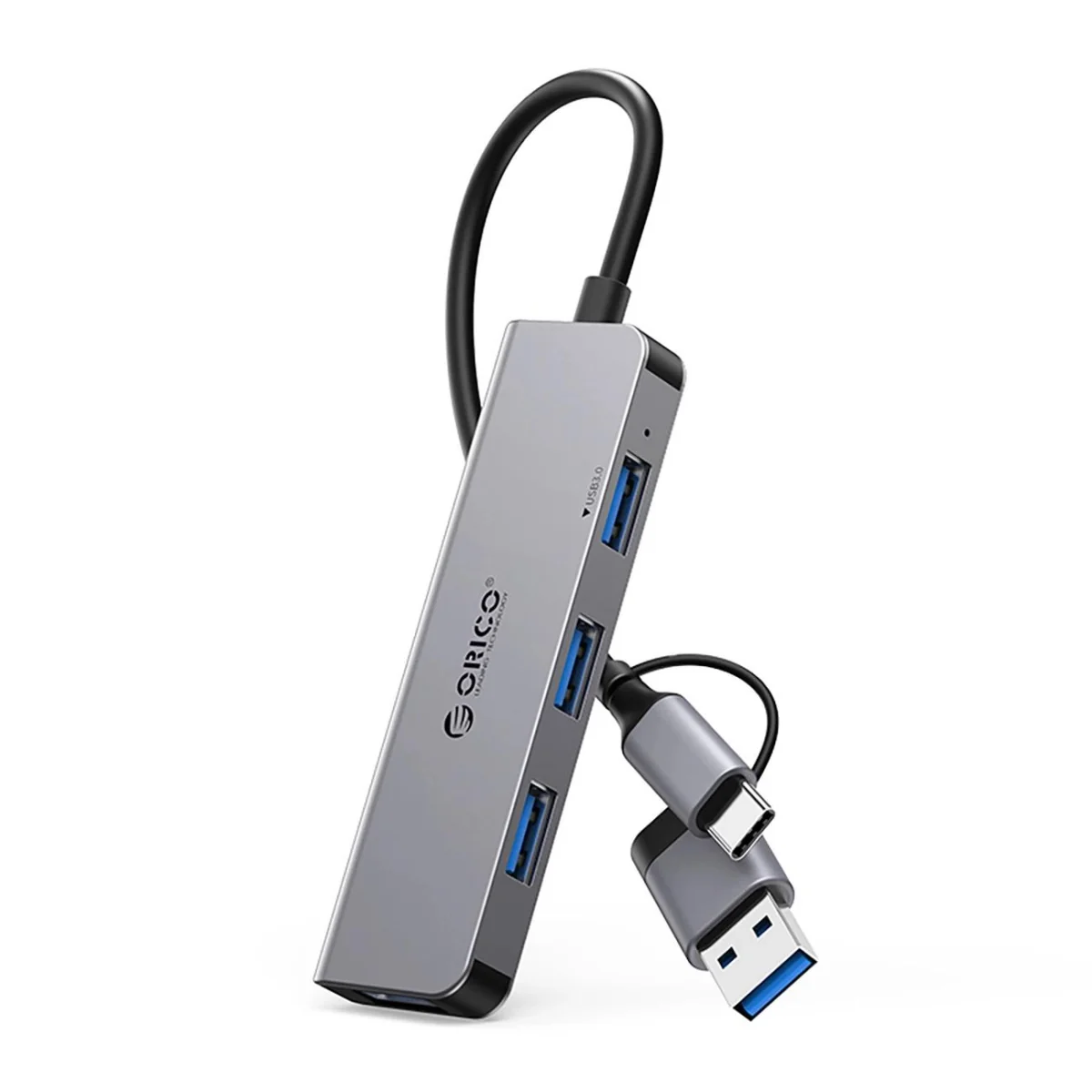 Orico YSA5-U3 HUB adaptér USB / USB-C - 3x USB 2.0 / USB 3.0. šedý