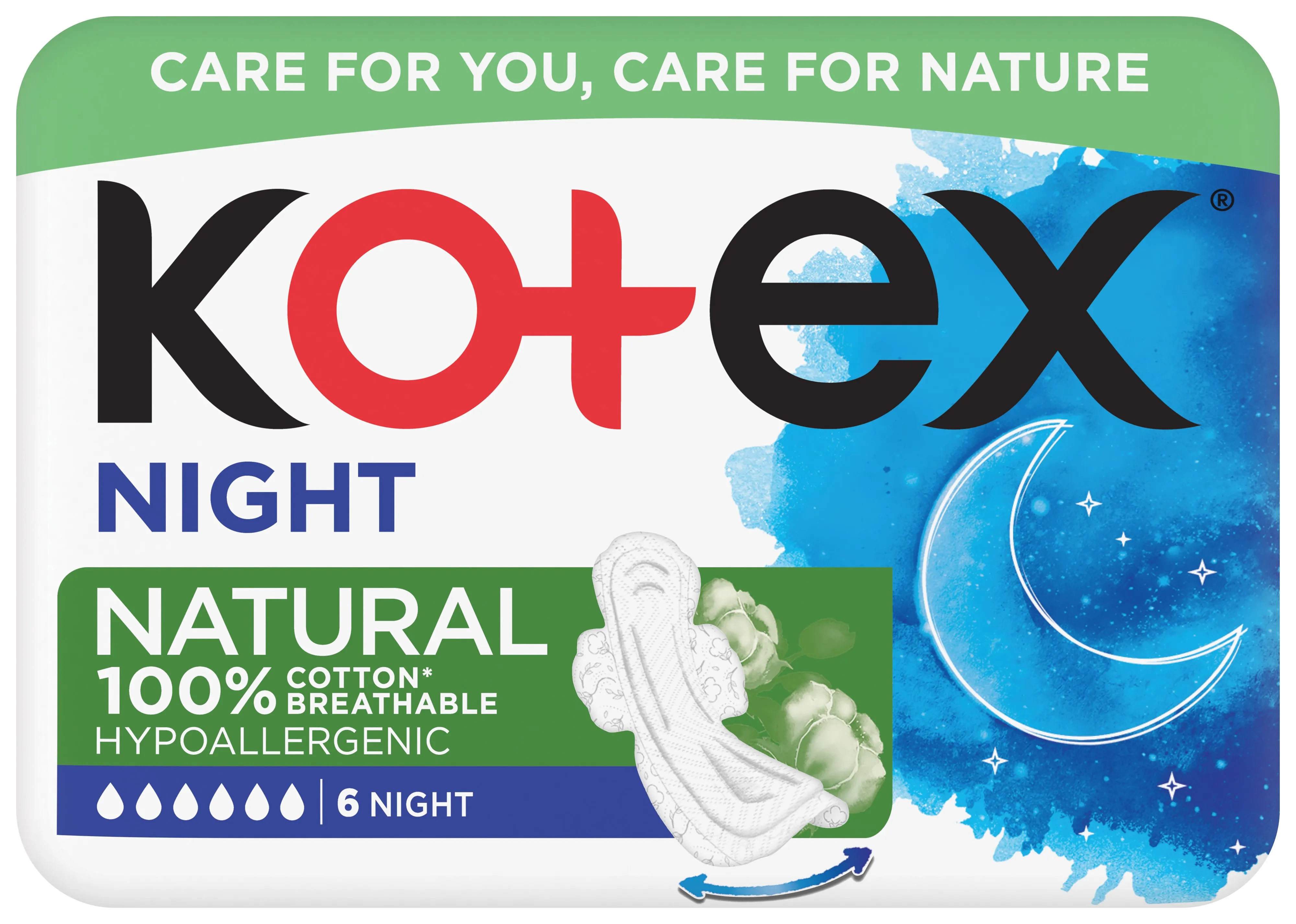 KOTEX vložky Natural Night single 6 ks