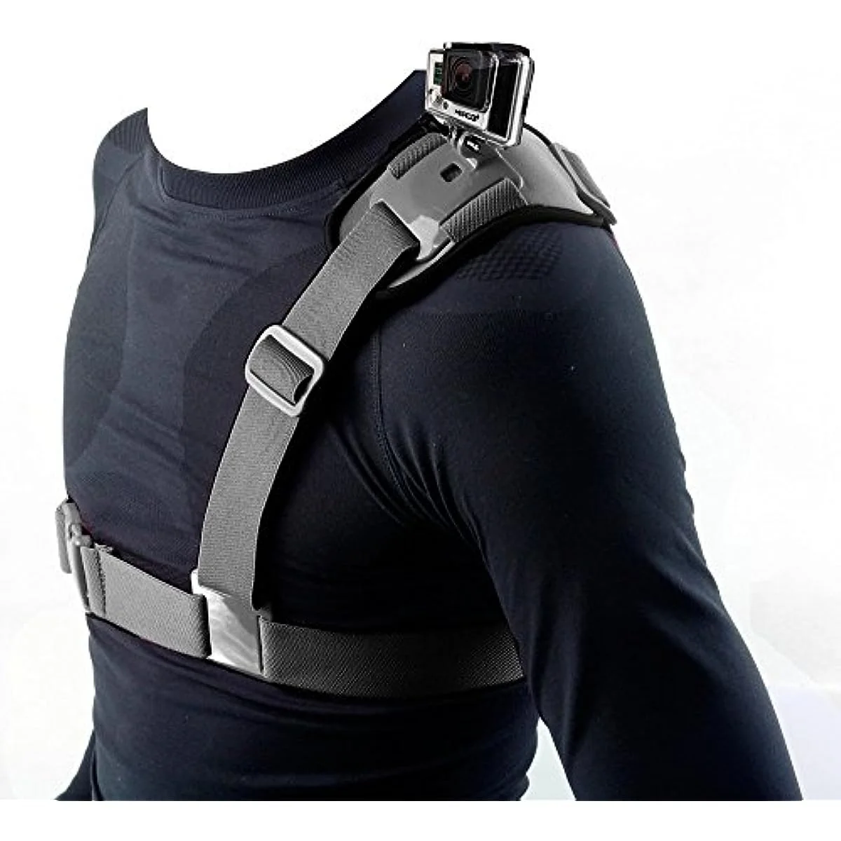 MG Shoulder Strap ramenný popruh s držiakom na športové kamery, čierny