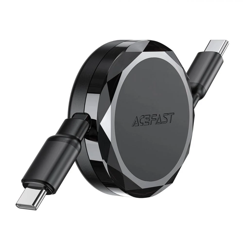 Sťahovací USB-C na USB-C kábel 60 W - 0,8 m - Čierna