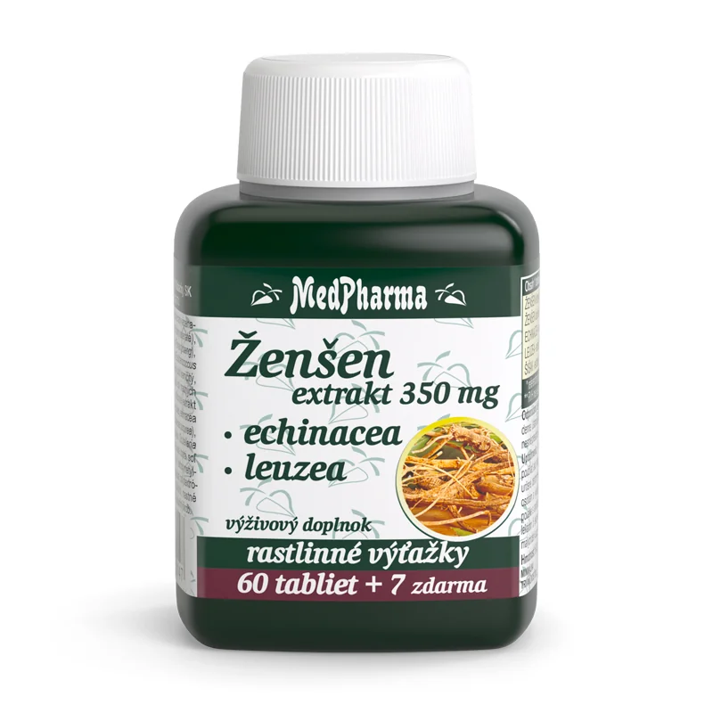 MedPharma ŽENŠEN 350 mg + Echinacea + Leuzea 1x67 tbl, výživový doplnok