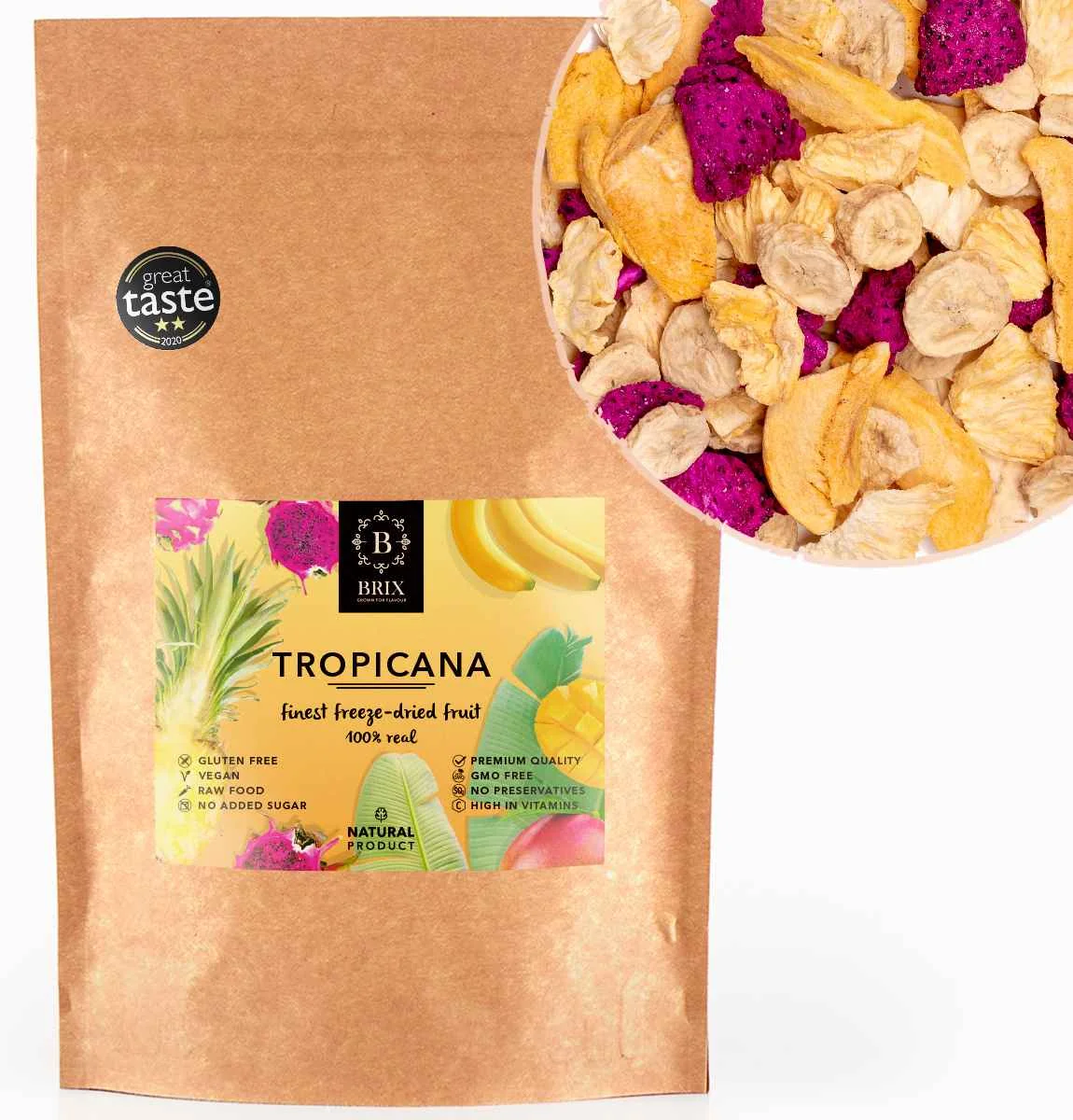 Brix Tropicana 140g - mix 4 druhov 1×140 g, mrazom sušené ovocie