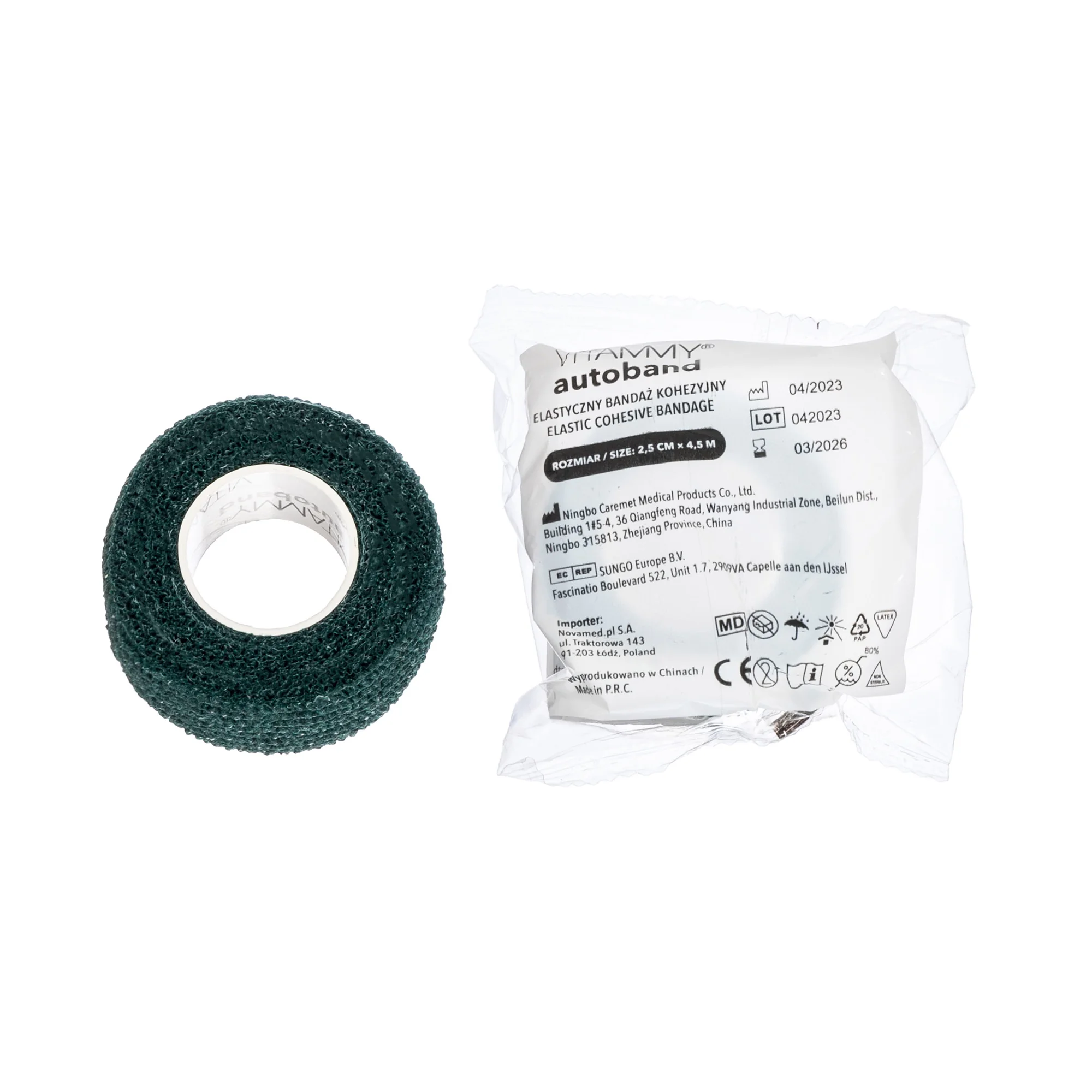 VITAMMY Autoband samolepiaca elastická bandáž olivovo zelená 2,5 cm x 450 cm