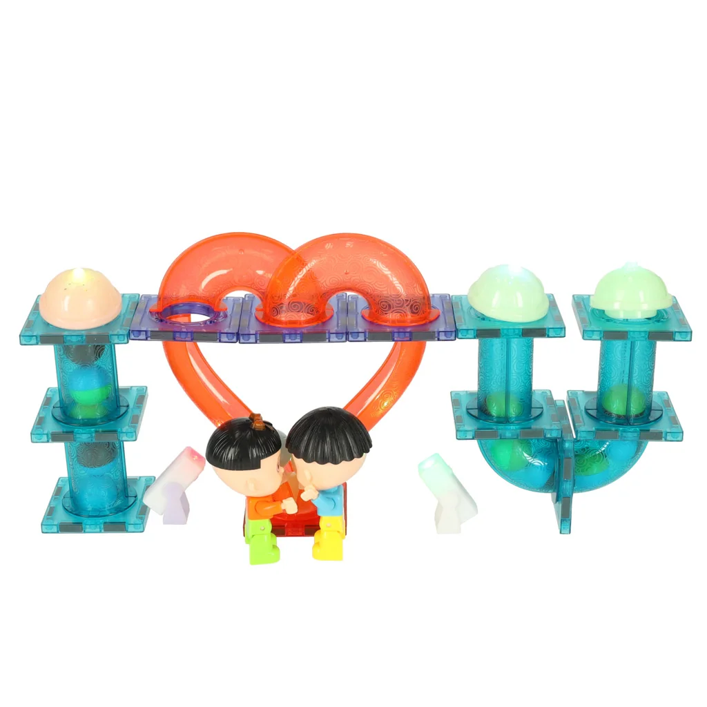 Magnetické stavebnice – svetelný MARBLE RUN, 202 dielov