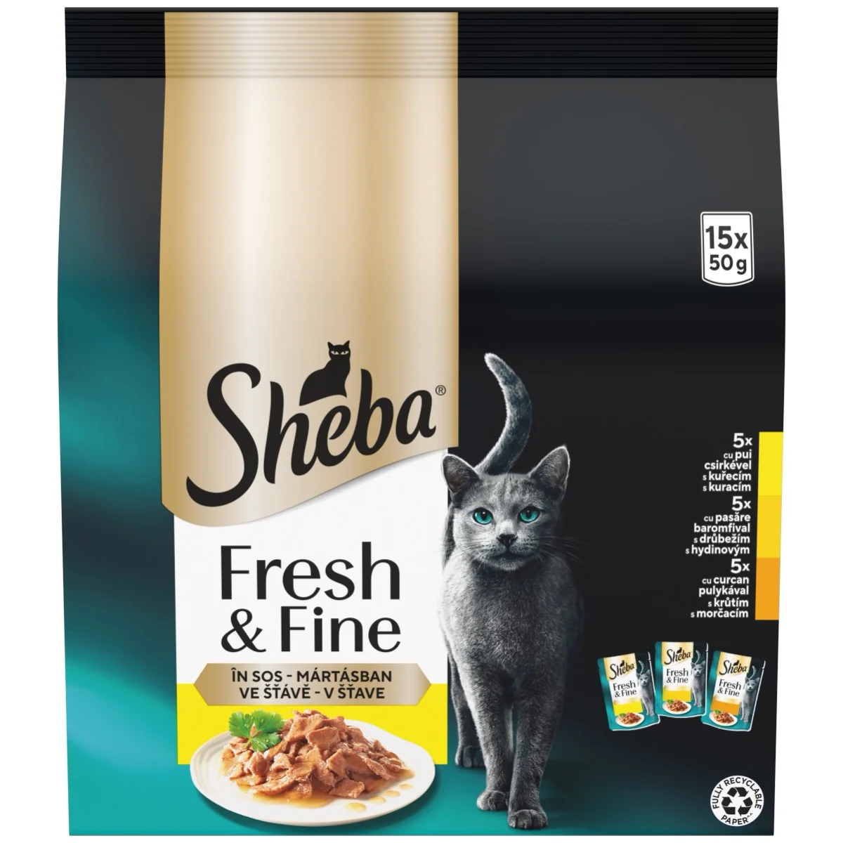 SHEBA Kapsička pre mačky Hydinový výber 1×15ks, kapsička hydinový výber, 50g