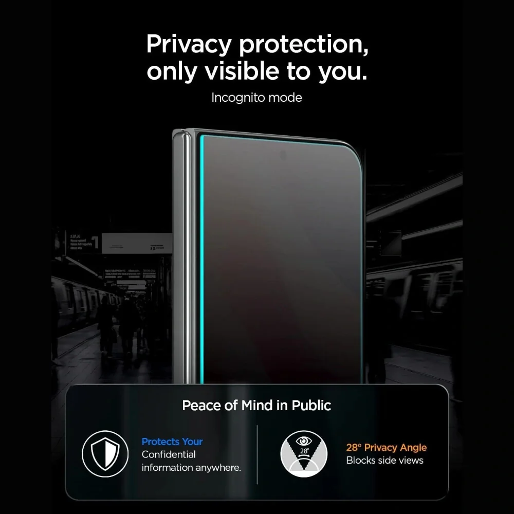 Spigen Glas.Tr Ez Fit Privacy ochranné sklo na iPhone Duo, čierne